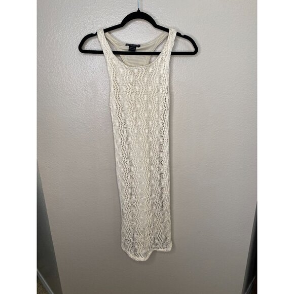 See You Monday Crochet Lace Dress Sleeveless Small Beige Casual Made In USA - Picture 1 of 7